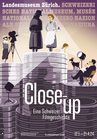 Keyvisual der Ausstellung Close-up. Eine Schweizer Filmgeschichte