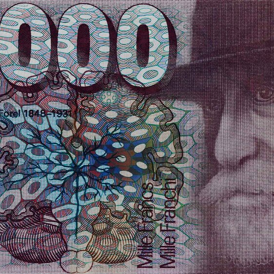 Auguste Forel depicted on the thousand-franc note (front) that came into circulation in 1978.
